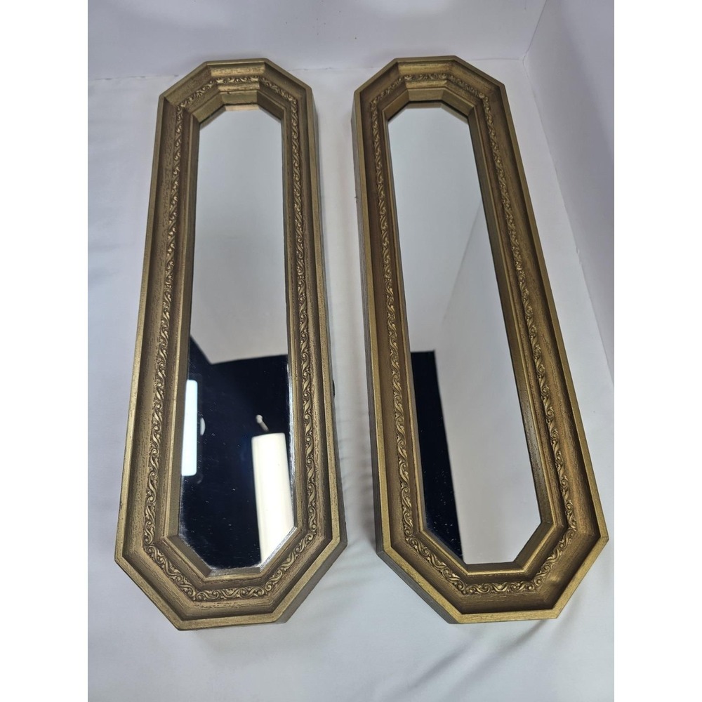 VTG 1973 HOMCO Home Interiors Gold Wall Mirrors Pair Ornate Hollywood Regency